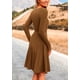 thumbnail image 2 of Vestido PRETTYGARDEN Marrón de Punto Acanalado de Manga Larga XL, 2 of 8