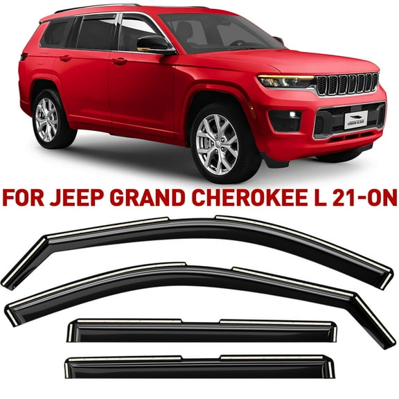 Voron Glass in-Channel Extra Durable Rain Guards for Jeep Grand Cherokee L 2021-2026, Window Deflectors, Vent Window Visors, 4 Pieces - 200911