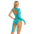 thumbnail image 3 of Alvivi Womens Glitter Figure Ice Skating Dress Long Sleeve Sheer Mesh Ballet Dance Lyrical Leotard Mint Green L, 3 of 7