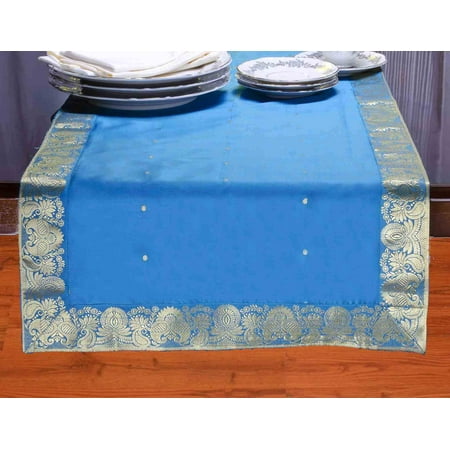 

Turquoise - Hand Crafted Table Runner (India) - 18 X 108 Inches