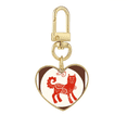 thumbnail image 1 of Year Of Dog Animal China Zodiac Red Gold Heart Keychain Metal Keyring Holder, 1 of 3