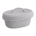 thumbnail image 1 of Cesta de almacenamiento multiusos de cuerda de algodón, cesta de estante, contenedor ovalado de escritorio Gris, 1 of 2