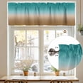 thumbnail image 7 of Brown Cyan Valances for Windows, 60 x 18in, Turquoise Gradient Rod Pocket Kitchen Valance Curtain Light Filtering Window Treatments for Living Room Bedroom, 1 Panel, 7 of 7