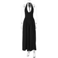 thumbnail image 6 of Karymi Womens Dresses Halter Deep V Maxi Dress, Solid Sleeveless High Waist Pleated A-Line Flowy Long Evening Party Dress, 6 of 6