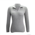 thumbnail image 4 of Casual Sweaters for Women Collared V Neck Pullover Tops Solid Basic Long Sleeve Knit Shirts Jumpers, 4 of 5