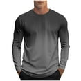 thumbnail image 2 of Handshe Men's Casual Gradient Print Sporty Long Sleeve Shirts, Fashionable Round Neck Tops for Men, Outdoor Athletic Wear Workout Running Hiking,Plus Size, 2 of 5