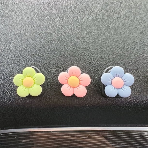 Lindo pequeño gancho de flor para coche, decoración, almacenamiento para coche, gancho pequeño multifunción, mini gancho adhesivo