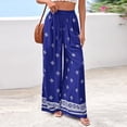 thumbnail image 2 of Women Plus Size Pants Wide Leg Palazzo 2026 Summer Boho Trousers Spring Flowy Beach Vacation Wear, #02 Royal Blue, XL, 2 of 6