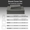 thumbnail image 2 of Pure Era Reversible Striped Jersey Cotton 3 Pcs Duvet Cover Set Ultra Soft Home Bedding Sets (1 Duvet Cover+ 2 Pillow Shams) Charcoal Black Grey Queen, 2 of 8
