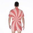 thumbnail image 2 of Pink Swirl Short Sleeve Men'S Rompers Casual Summer Jumpsuits Outfit, 2 of 4
