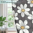 thumbnail image 4 of White Daisies Black Background Semi Sheer Curtains for Living Room Bedroom Set of 2 Insulated Window Drapes, 4 of 6