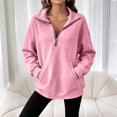 thumbnail image 6 of Women's Quarter Zip Sweatshirt Fall Casual Pullover Top with Kangaroo Pocket Relaxed Stand Collar Sweatshirts, 3XL, 6 of 7