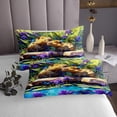 thumbnail image 3 of Erosebridal Capybara Coverlet Set King,Purple Floral Butterfly Bedding Set,Animal Bedroom Decor,3-Piece, 3 of 5