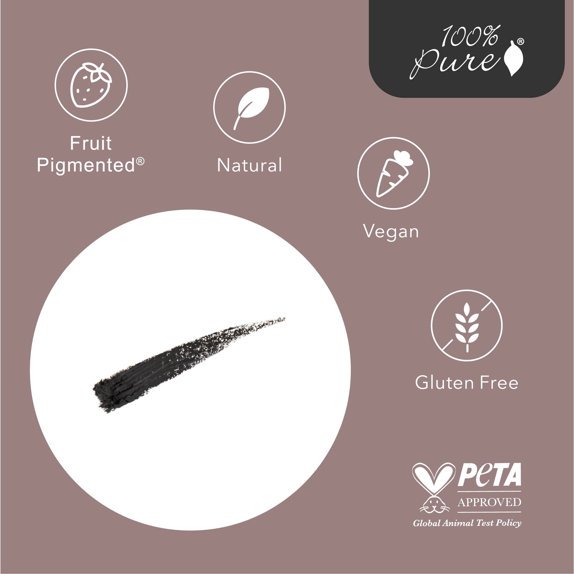 100% PURE Creamy Long Last Eye Liner Pencil - Long-Lasting, Natural & Easy to Apply Antioxidant-Rich Vegan Eye Makeup for All Skin Types - Fruit Pigmented Color Blackest (Dark Black) - 0.14 oz
