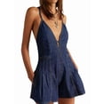thumbnail image 2 of Womens Denim Jumpsuit Shorts Overall Loose Fit Casual Romper Streetwear Summer One-Piece Outfit Denim Blue XS, 2 of 7