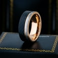 thumbnail image 4 of Jewelry Avalanche 3-Tone Faceted Black & Rose Gold Pipe Cut Tungsten Wedding Band for Men, 8MM, size 9.5, 4 of 4