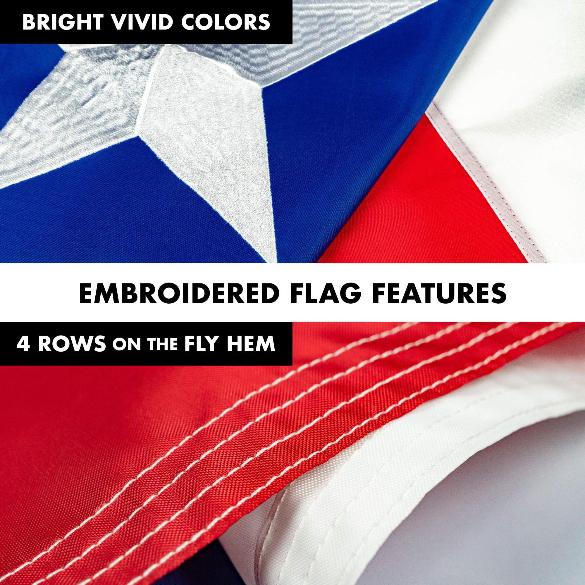 G128 - 5 Feet Tangle Free Spinning Flagpole (White) Texas Flag Brass Grommets Embroidered 2x3 ft (Flag Included) Aluminum Flag Pole