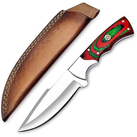 Handmade D2 Steel Skinning knife - Fixed Blade Knife with Leather Sheath - Full Tang Skinner for Hunters, Campers & Bushcraft$$Other
