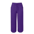 thumbnail image 4 of Bovemsi Casual Pants for Women Linen Summer Nine Quarter Lightweight With Pockets Elastic And Comfortable Fabric Sports Leisure Beach Beach Trousers, 4 of 5