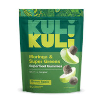 Kuli Kuli Green Apple Super Greens and Moringa Superfood Gummies for Energy, 60 Count