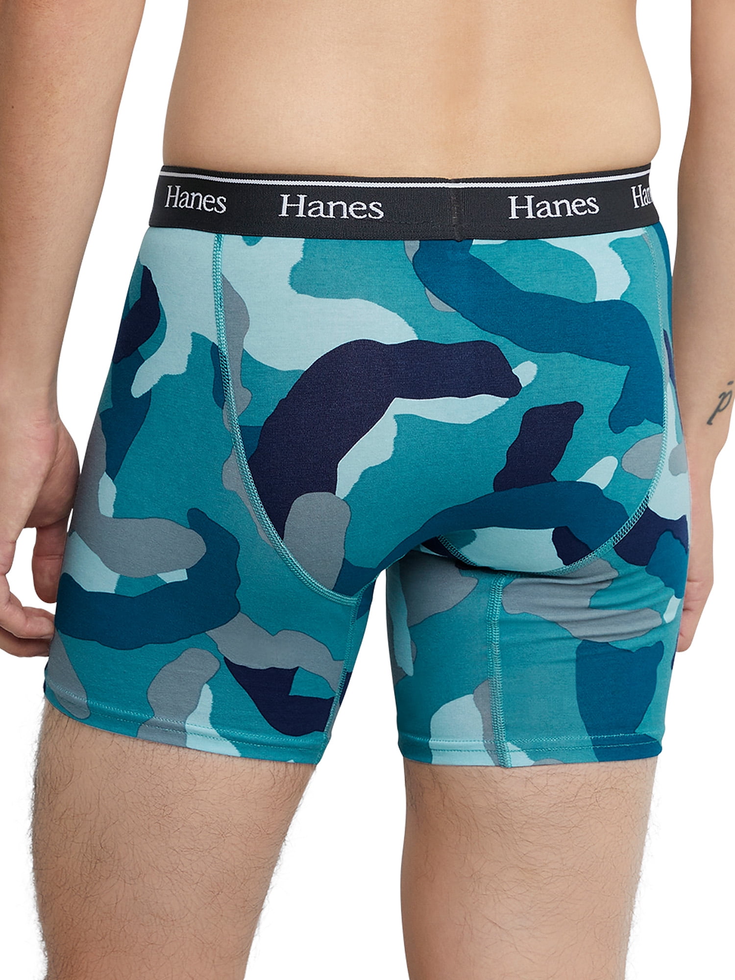 Hanes Originals Men’s Boxer Briefs, Moisture-Wicking Stretch Cotton, Blues, 6-Pack