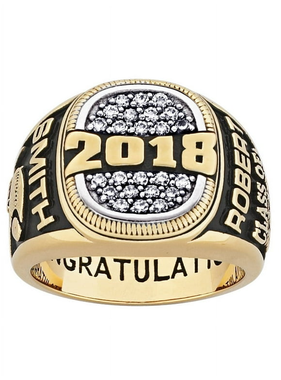 Order Now for Graduation, Freestyle Men's Yellow Celebrium Cushion-top Pave CZ Class Ring, Personalized, High School or College