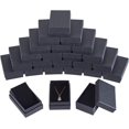 thumbnail image 1 of 24 cajas de joyería de cartón texturizado negro, 8,1 x 5 cm (3,2 x 2 pulgadas), caja de regalo de cartón con esponja negra en el interior., 1 of 9