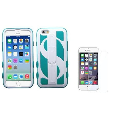 Dollar Iphone Accessories Insten Ivory White/Teal Green Dollar Hard Hybrid Stand Case For iPhone 6S 6 4.7