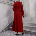 thumbnail image 4 of Zpanxa Maxi Dresses for Women, V Neck High Waist Lantern Sleeve Flowy A Line Winter Style, 4 of 6