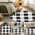 thumbnail image 6 of Black White Buffalo Check 7ft Round Rug, Farmhouse Plaid Modern Geometric Non-Skid Rubber Backing Large Area Rugs - Living Room Bedroom Home Office, Indoor Floor Mat Carpets Washable Rug, 6 of 9