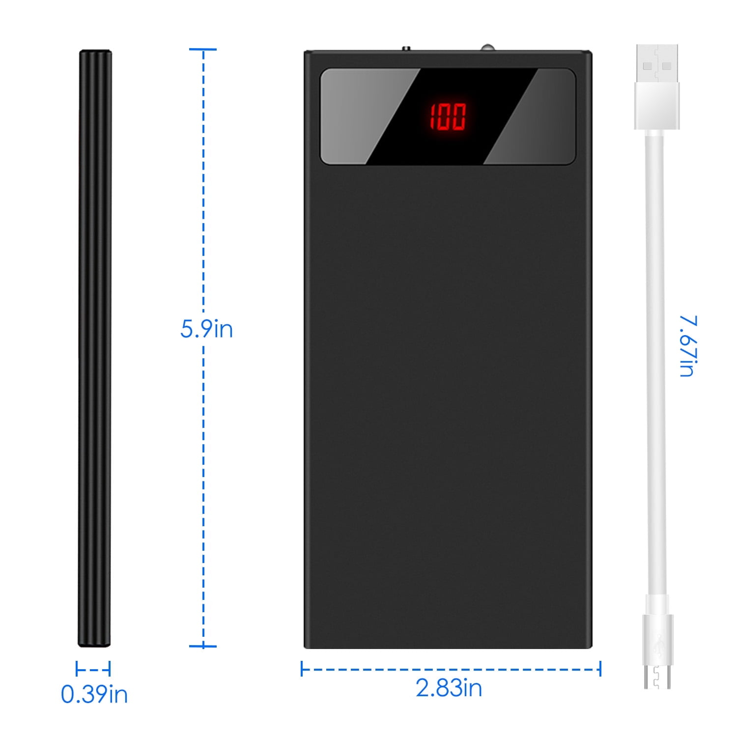 5V 2.1A Battery Pack 20000mAh Power Bank with Dual USB Port Heated Clothing Replacement Battery Pack for Heated Vest Jacket Coat Pants Black