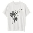 thumbnail image 5 of WREESH Women's Oversized Round-Neck T-Shirt Casual Printed Short Sleeve Top White, 5 of 5
