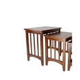 thumbnail image 5 of 3 Piece Nesting Table with Plank Tabletop and Slatted Sides, Oak Brown- Saltoro Sherpi, 5 of 5