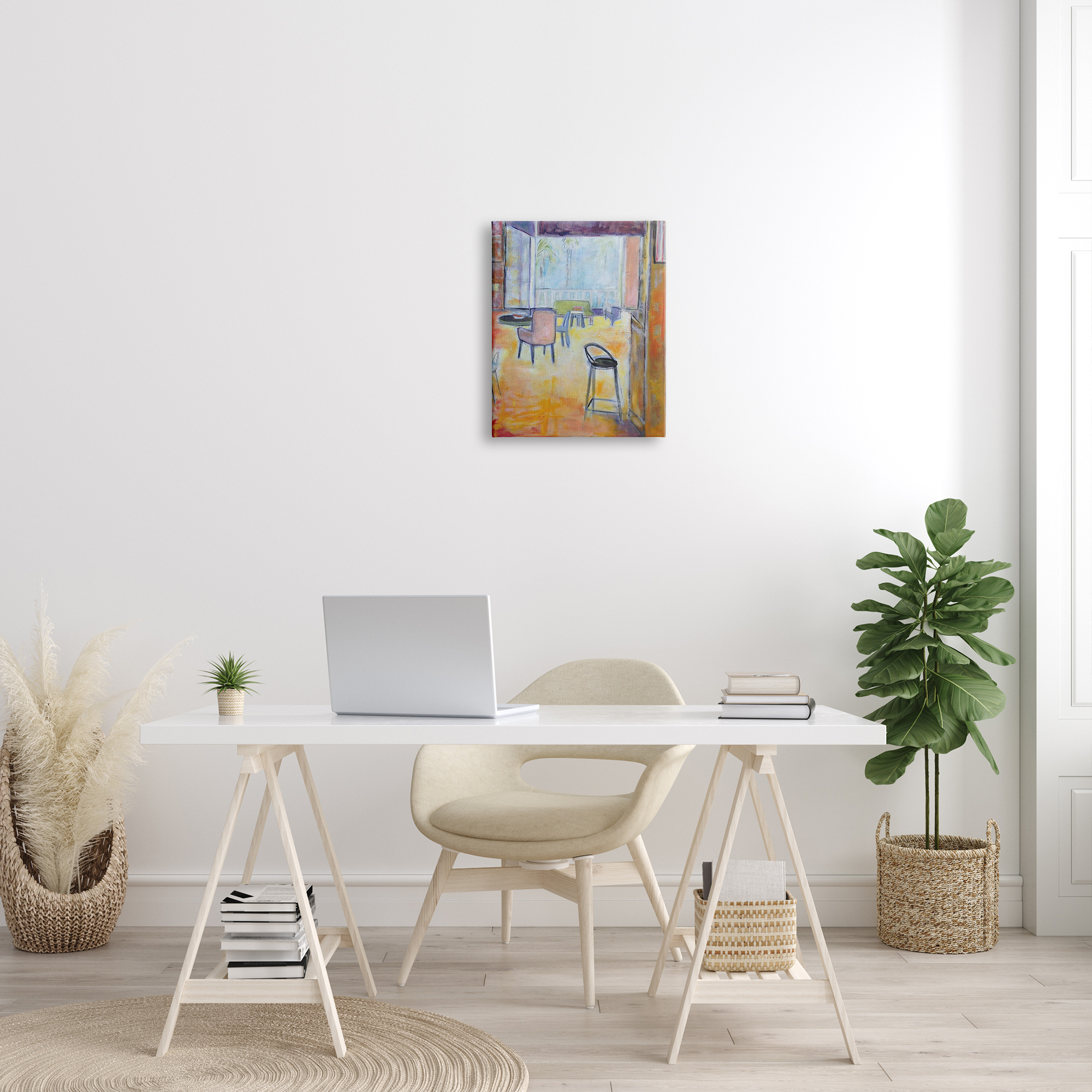 Stupell Indtries Tropical Lounge Open Room Furnished Interior Contemporary Painting,16 x 20,Design by Snne Marie