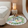 thumbnail image 3 of Easter Round Area Rugs Collection 3.3', Spring Colorful Eggs Flower Leaf Grey Plaid Checkered Non Slip Indoor Circular Throw Runner Rug Floor Mat Carpet for Living Room Dining Table Bedroom Nursery, 3 of 9