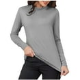 thumbnail image 2 of CQONEPT Womens Fleece Lined Tops Turtleneck Stretchy Undershitrts Slim Fit Fall Winter Long Sleeve Shirts Gray S, 2 of 6