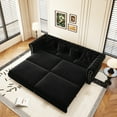 thumbnail image 4 of 89" Convertible Couches and Sofas, Velvet 3-Seater Sofa with Movable Ottoman, Convertible Sleeper Sofa Bed for Living Room, Black, 4 of 12