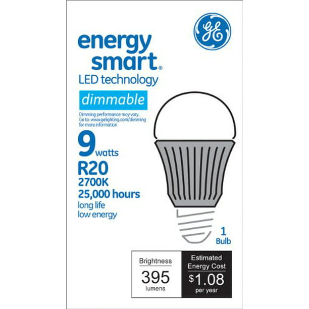 GE Lighting 64607 Smart LED 9-Watt (40-watt replacement) 395-Lumen R20 Floodlight Bulb with Medium Base, 1-Pack - Walmart.com