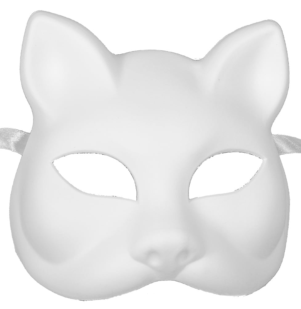 WHITE CAT MASK - Blank Arts and Crafts Masks - VENETIAN 
