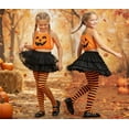 thumbnail image 7 of ToBeInStyle Girl's Striped Opaque Tights - Black/Orange - 4-6 Years, 7 of 7