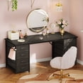 thumbnail image 2 of Black Computer Desk with Drawers for Storage - 55 inch Home Office Desk with 8 Fabric Drawers, Writing Study Desk with Drawers on Both Sides for Bedroom, 2 of 7