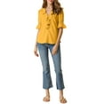 thumbnail image 2 of Women's Ruffle V Neck Half Bell Sleeve Casual Chiffon Top, 2 of 5