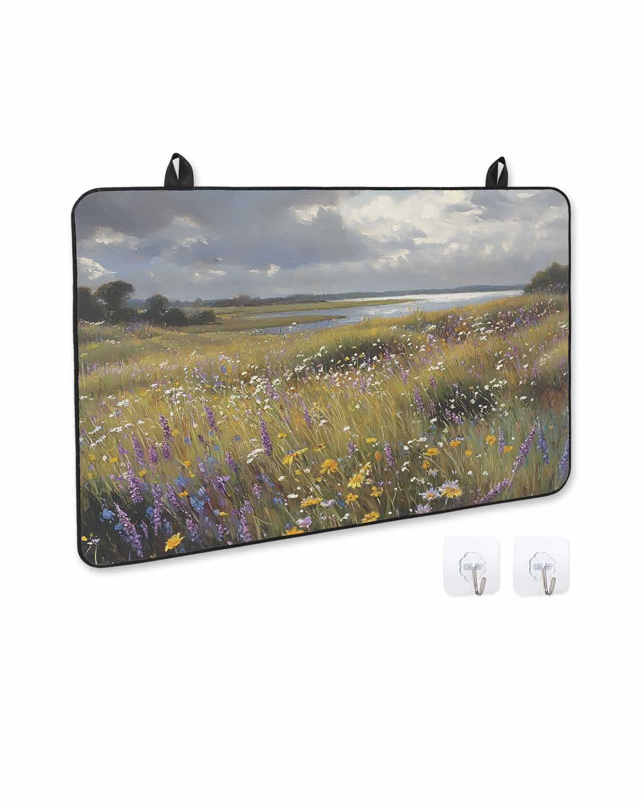nqOlkjepod Large Induction Cooktop Protector Mat 36"x21", Spring Floral Stove Top Covers for Electric Stove, Modern Oil Painting Farmhouse Decorative Stove Burner Cover Mats, Glass Top Stove Cover