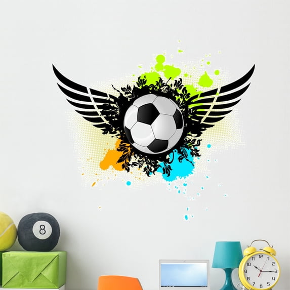 Grunge Soccer Ball Wall Decal by Wallmonkeys Peel and Stick Graphic (48 in H x 48 in W) WM125787