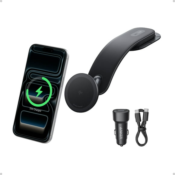 Anker Nano Magnetic Wireless Car Charger, 360° Adjustable Mount Car Charger with Detachable Pad, 15W Qi2 Certified with Alloy