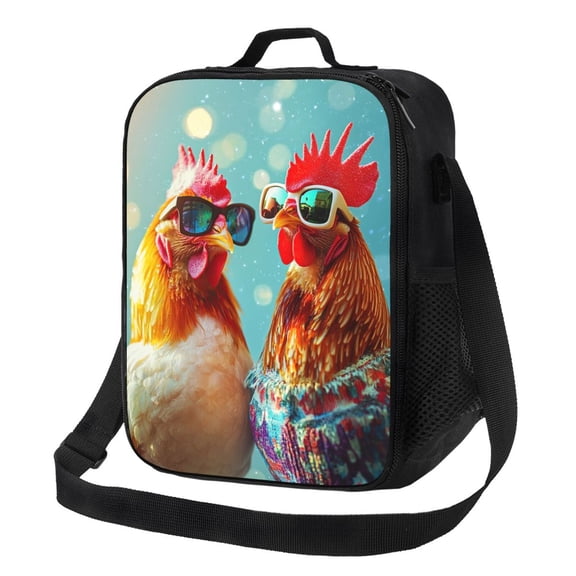 Chicken Lunch Bag Reusable Lunch Box Insulated Tote Bag with Adjustable Shoulder Strap