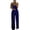 Blue, variant on Women's FashionAble And Casual Loose Color Wide Leg Pants Waist Cinching Elegant Suspender Bead Jumpsuit, Size S-2XL