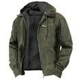 thumbnail image 2 of Zedker Men's Winter Jackets With Multi Pockets Cotton Thick Warm Fleece Lined Coat Hooded Work Cargo Jackets for Men Green L, 2 of 5