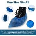 thumbnail image 3 of Shoe Covers Disposable | 10/25/50 and More Pairs - One Size Fits All | Non Slip, Disposable Shoe Covers for Indoors | Disposable Booties Shoe Protector - Waterproof, Plastic Single Use | Blue, 3 of 8