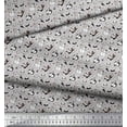 thumbnail image 2 of Soimoi Gray Moss Georgette Fabric Snowman & Penguin Cartoon Print Fabric by Yard 42 Inch Wide, 2 of 3
